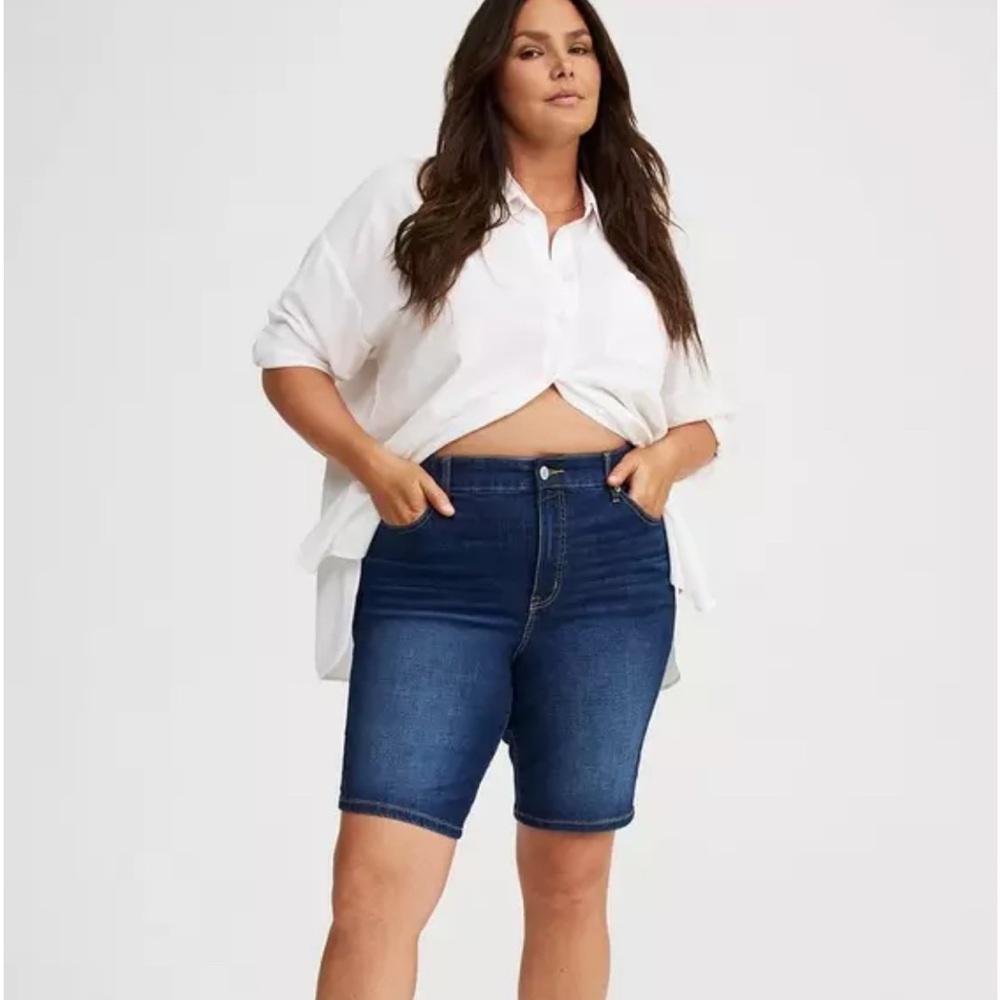Torrid Dark Blue Denim Bermuda Shorts